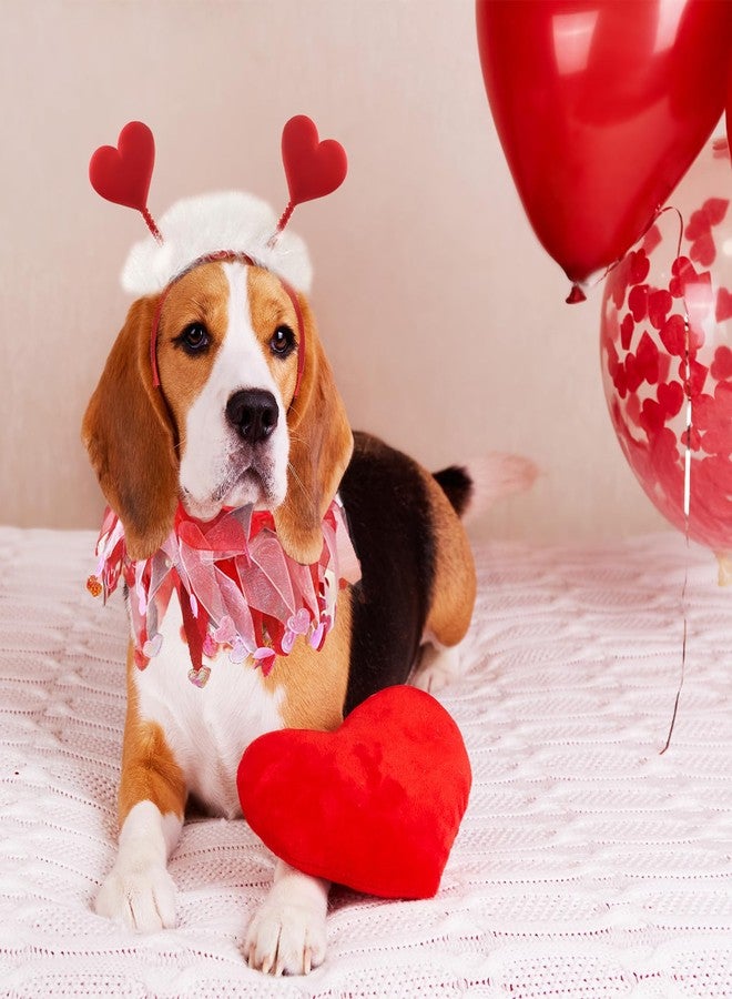 Blinket Dog Outfit, Red Glitter Heart Dog Headband and Tutu Collar Costume Set, Valentine’s Party Accessories for Small Medium Large Dogs Style A - Image 5